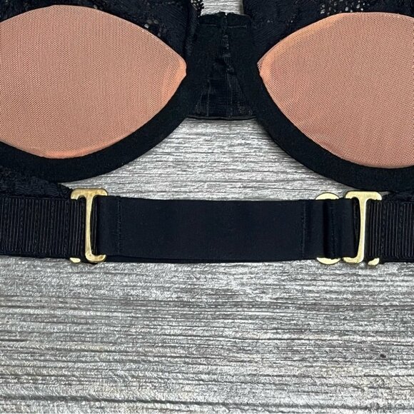 NWT $98 We Are HAH X Free People Bra 30-38D After Hours Black Lace Satin Push-up - Picture 5 of 14